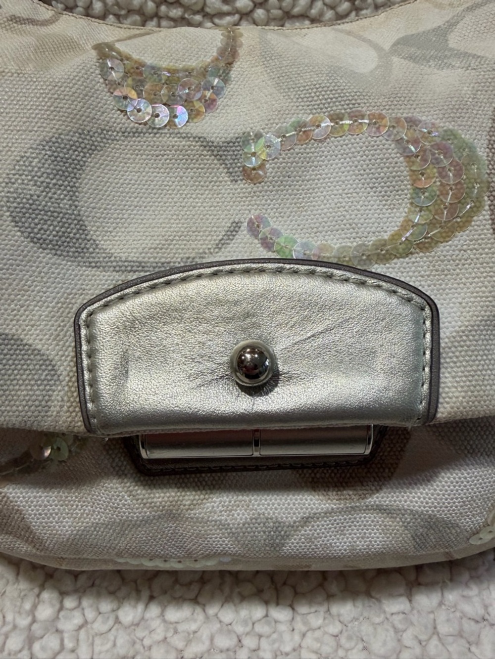 Coach Kristin Signature Hobo with Iridescent Sequins and Pink Charm - Picture 10 of 16